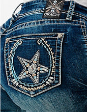 Load image into Gallery viewer, Grace Jeans Horse Shoe &amp; Star Motif Detail Mid Rise Boot Cut EB-61587A
