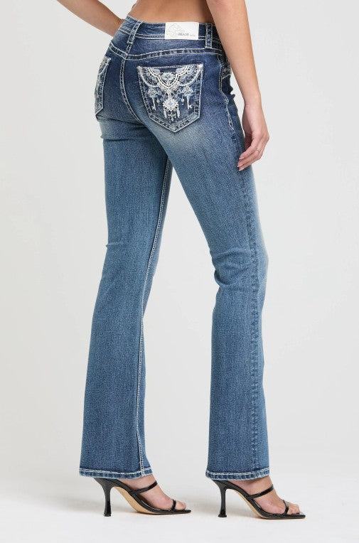 Grace In LA Western Embroidery Bootcut Jeans EB61986