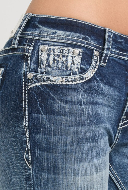 Grace In LA Western Embroidery Bootcut Jeans EB61986