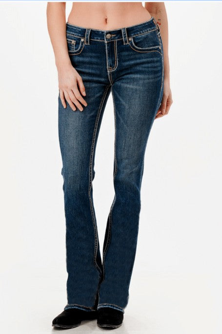 Grace In LA Western Embroidery Bootcut Jeans EB62002NF
