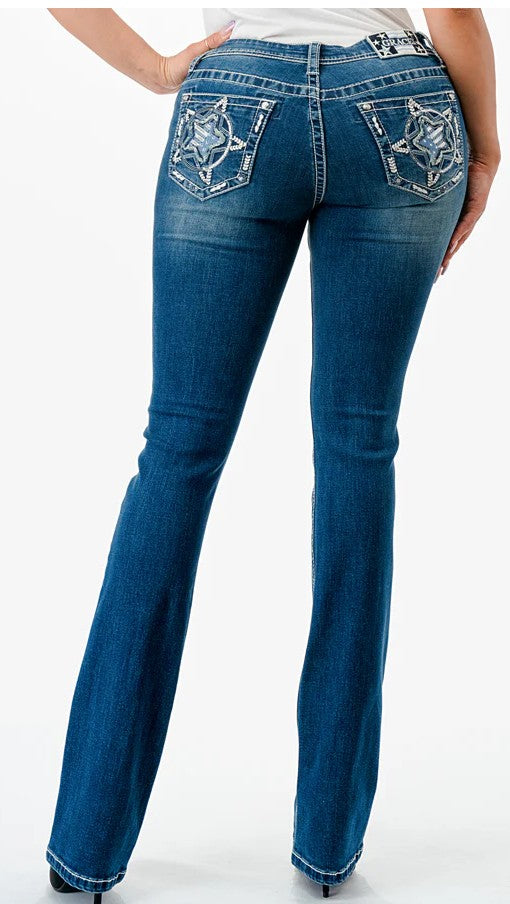 Grace Jeans Big Star Embroidery Mid Rise Bootcut Jeans EBS667
