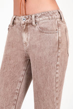 Load image into Gallery viewer, Grace Jeans Floral Embroidery Camel Colour Mid-Rise Flare Jeans ELS772
