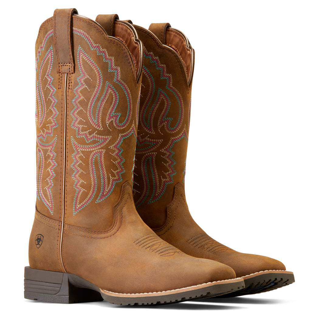 Ariat Ladies 10047043 Hybrid Ranchwork Western Boots Distressed Tan