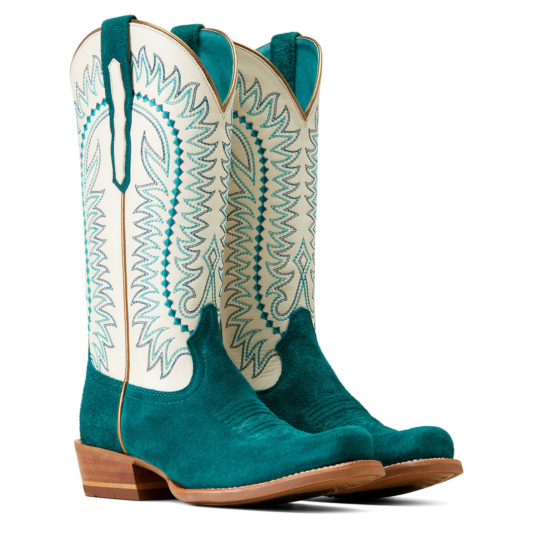 Ariat Ladies 10047046 Derby Monroe Western Boots in Ancient Turquoise Roughout