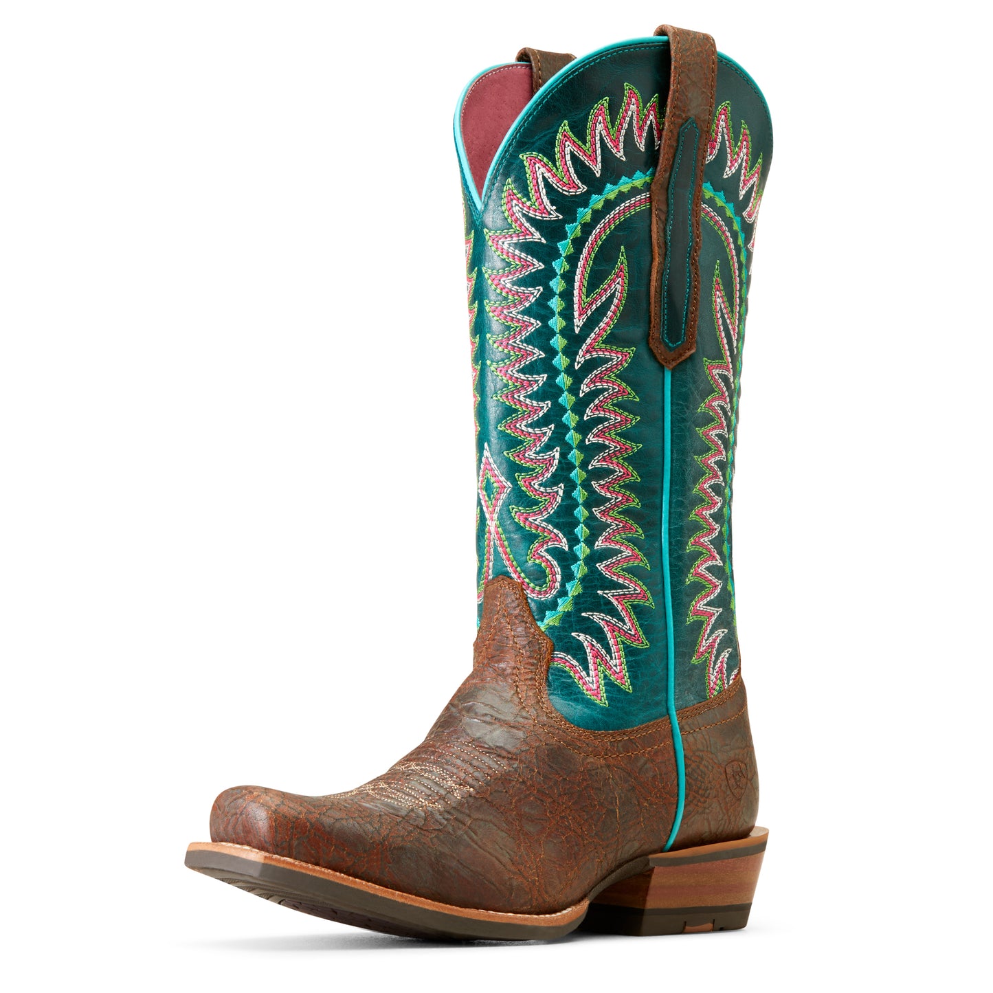 Ariat Ladies 10047048 Derby Monroe Western Boots in Shore Tan and Turquoise Nights