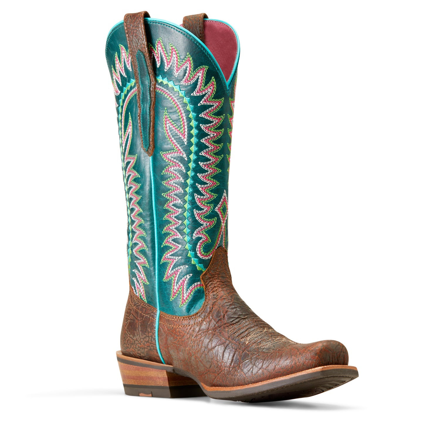 Ariat Ladies 10047048 Derby Monroe Western Boots in Shore Tan and Turquoise Nights
