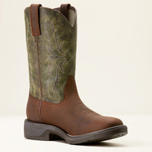 Load image into Gallery viewer, Ariat Mens 10053575 Ridgeback Round Toe Cowboy Boots in Toffee Brown &amp; Moss Green
