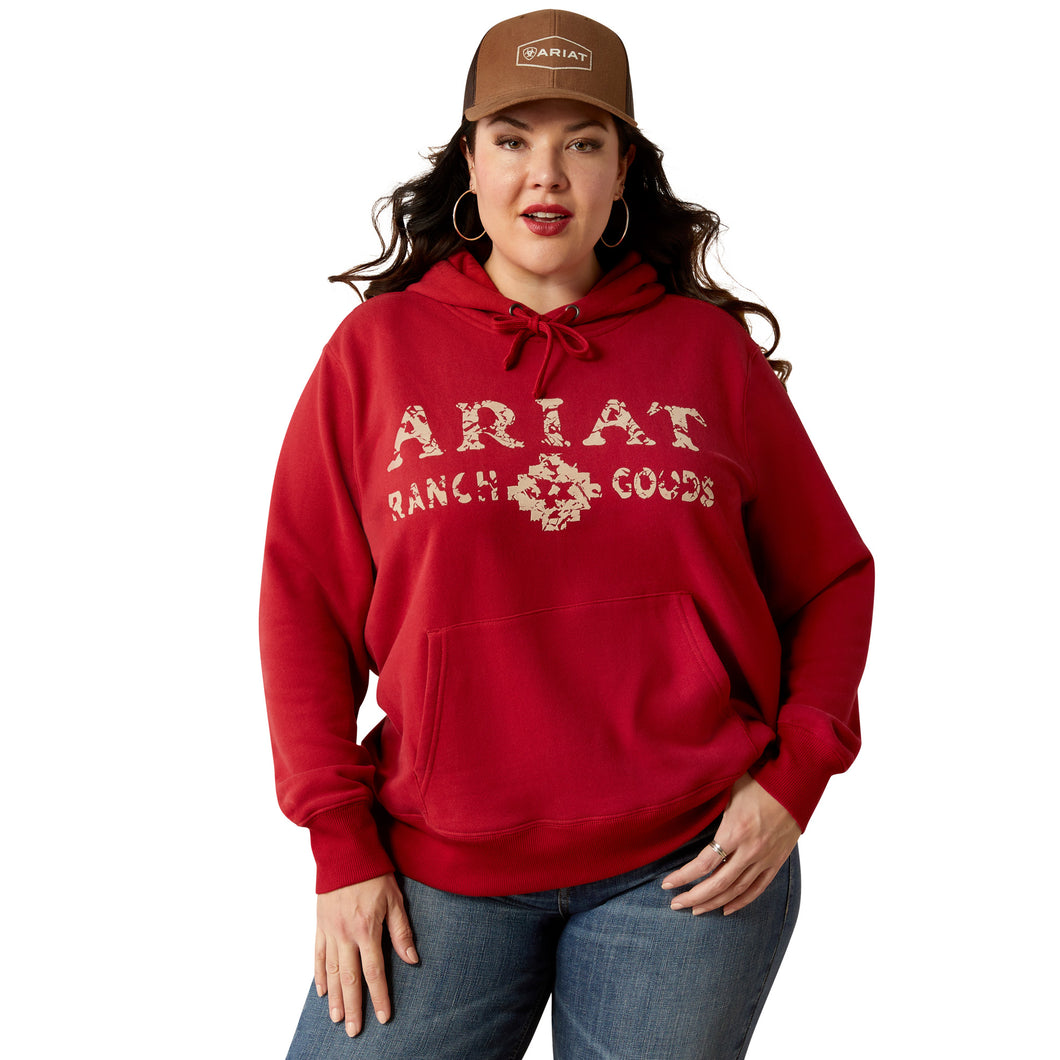 Ariat Ladies 10052410 Ranch Goods Hoodie in Rio Red