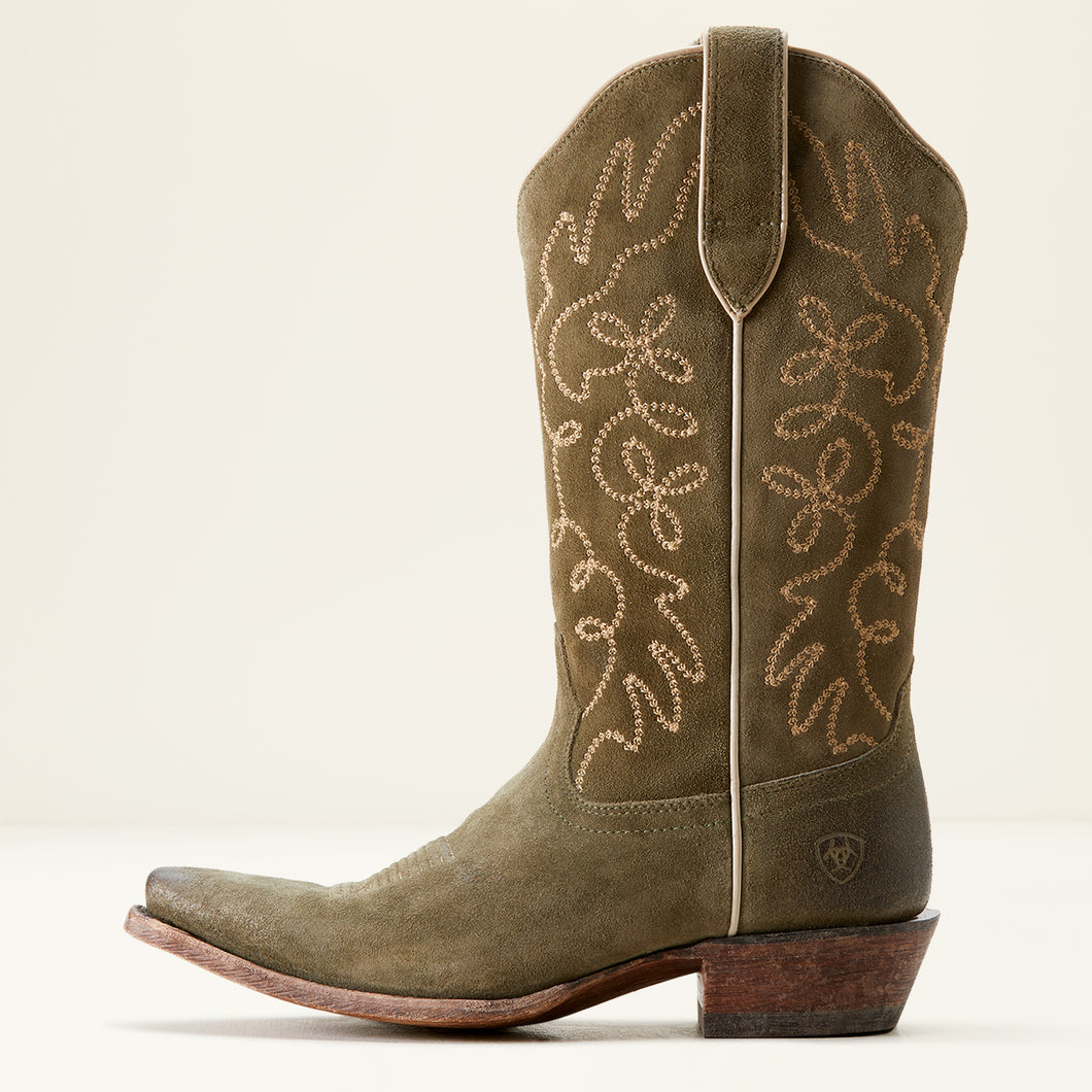 Ariat Ladies 10053792 Jukebox Cowboy Boots in Soft Olive Suede