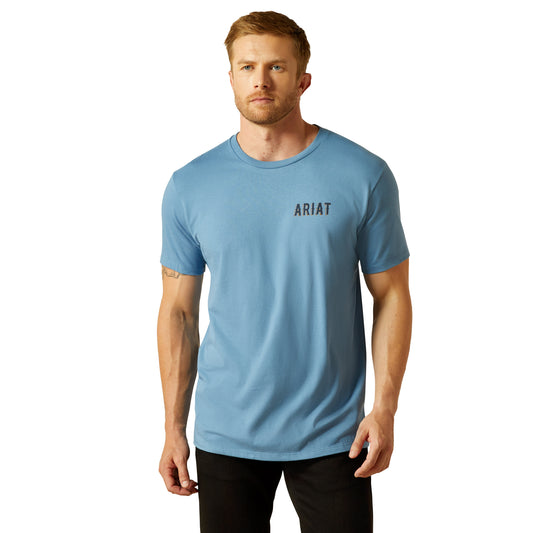 Ariat Mens Blazing Saddle T-Shirt 10062421 in Cornet Blue