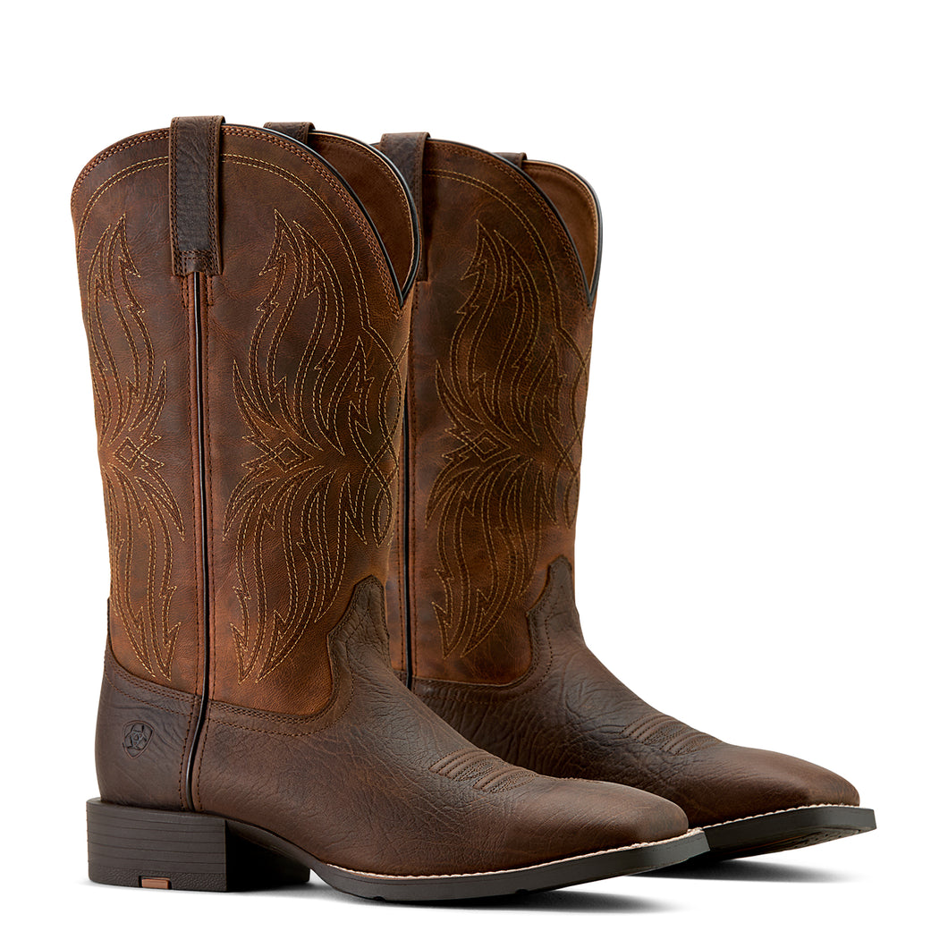 Ariat Mens 10063985 Sport Rustler Wide Square Toe Cowboy Boots in Toffee Hippo Print