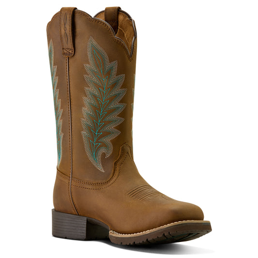 Ariat Ladies 10029728 Hybrid Rancher Waterproof 400g Western Boots in Oily Distressed Tan