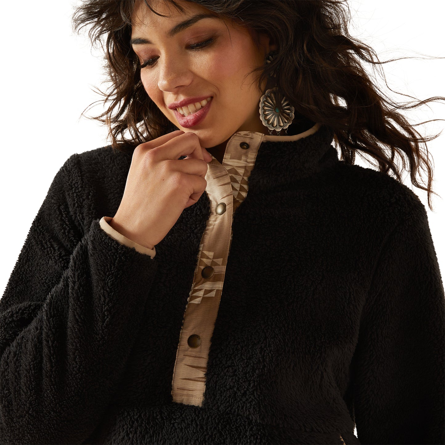 Ariat Ladies 10062612 Berber Snap Front Sweatshirt in Black