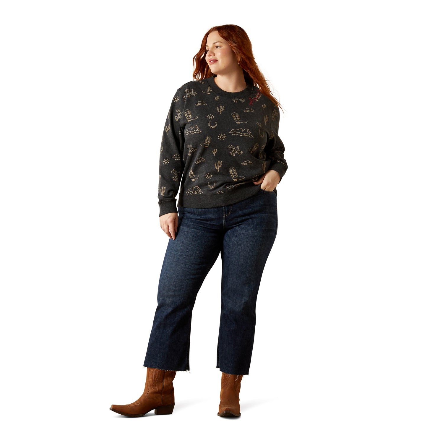 Ariat Ladies 10062737 Essential Crew Sweatshirt in Heather Black