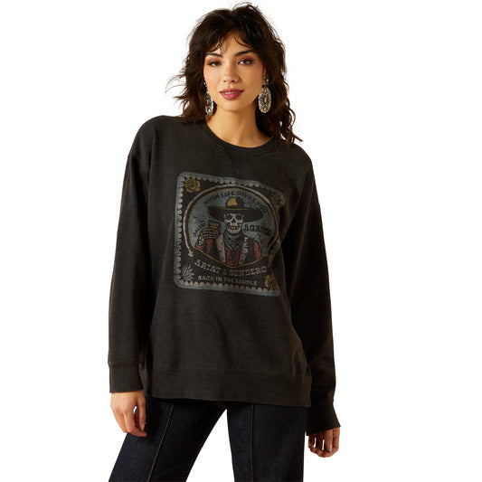 Ariat Unisex 10062829 Oversize Sendero When Life Gives You Agaves Sweatshirt in Black Mineral Wash