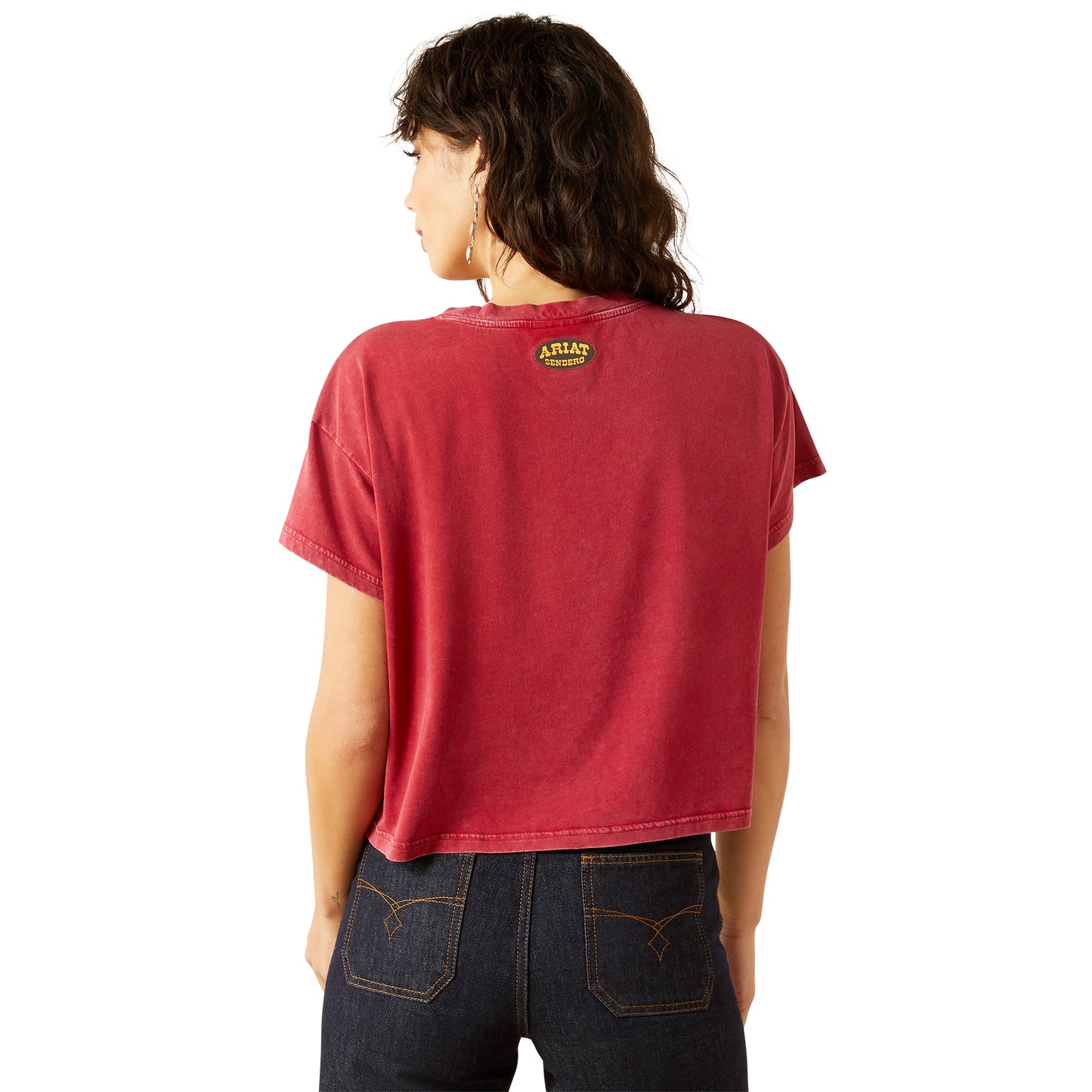 Ariat Ladies 10062911 Sendero Slow Horses T-Shirt in Biking Red Mineral Wash