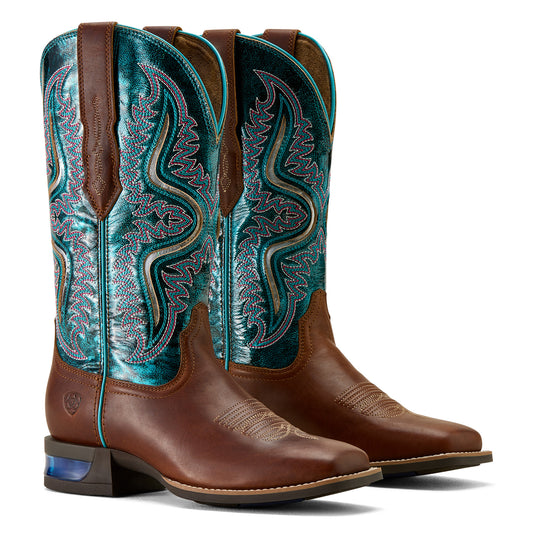 Ariat Ladies 10063893 Captivate Wide Square Toe Western Boots in Vintage Caramel & Striking Aruba