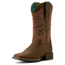 Load image into Gallery viewer, Ariat Ladies 10064078 Round Up Wide Square Toe Stretch Fit Western Boots in Sassy Brown
