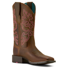 Load image into Gallery viewer, Ariat Ladies 10064078 Round Up Wide Square Toe Stretch Fit Western Boots in Sassy Brown
