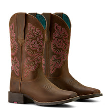 Load image into Gallery viewer, Ariat Ladies 10064078 Round Up Wide Square Toe Stretch Fit Western Boots in Sassy Brown
