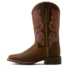 Load image into Gallery viewer, Ariat Ladies 10064078 Round Up Wide Square Toe Stretch Fit Western Boots in Sassy Brown
