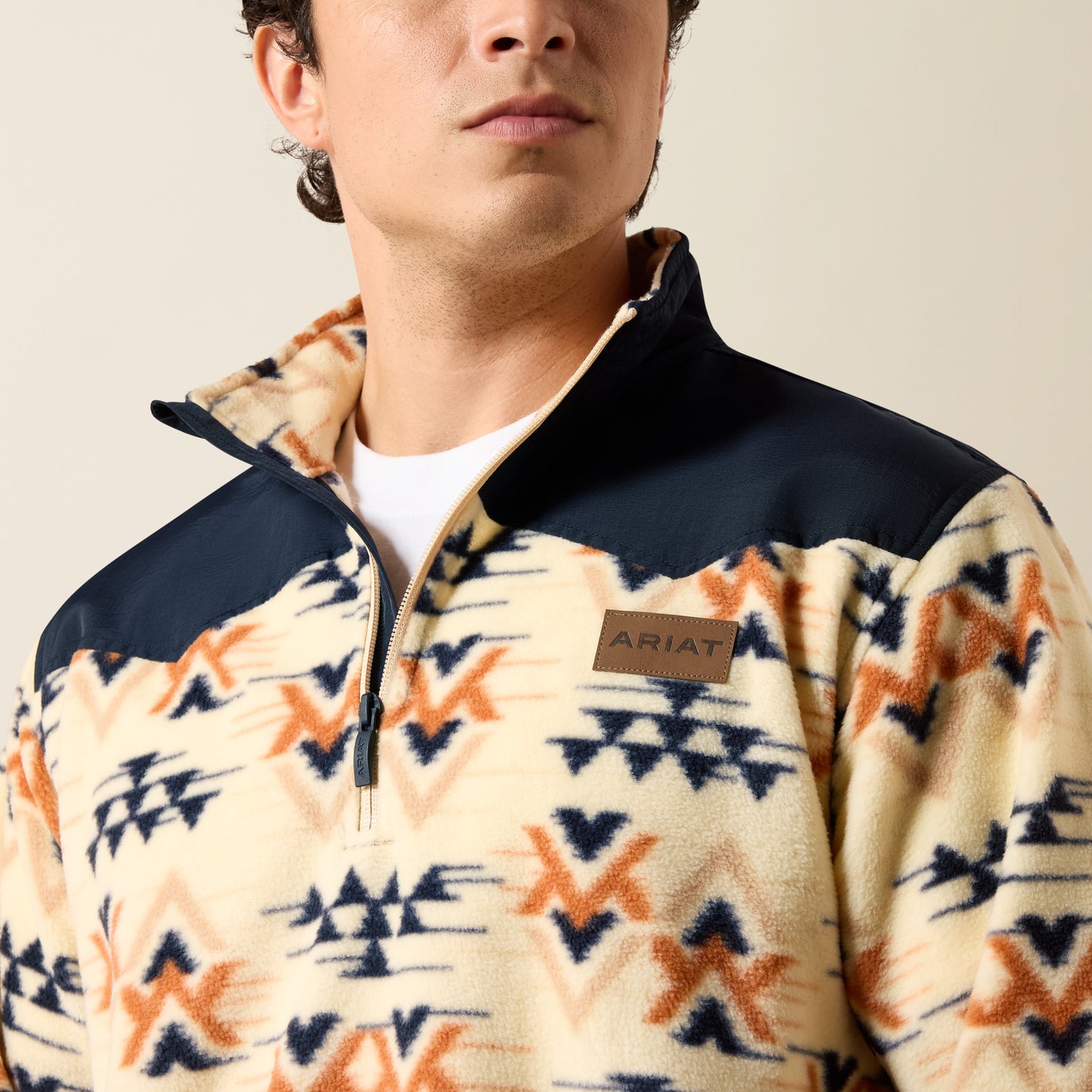 Ariat 10079312 Unisex Basis Fleece Pullover in Oxford Tan Arrows