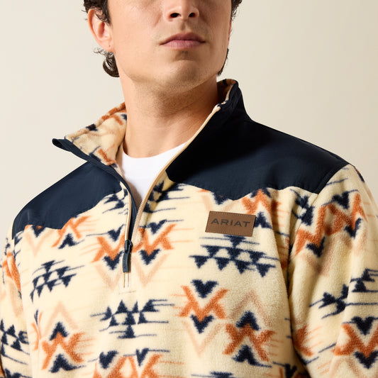 Ariat 10079312 Unisex Basis Fleece Pullover in Oxford Tan Arrows