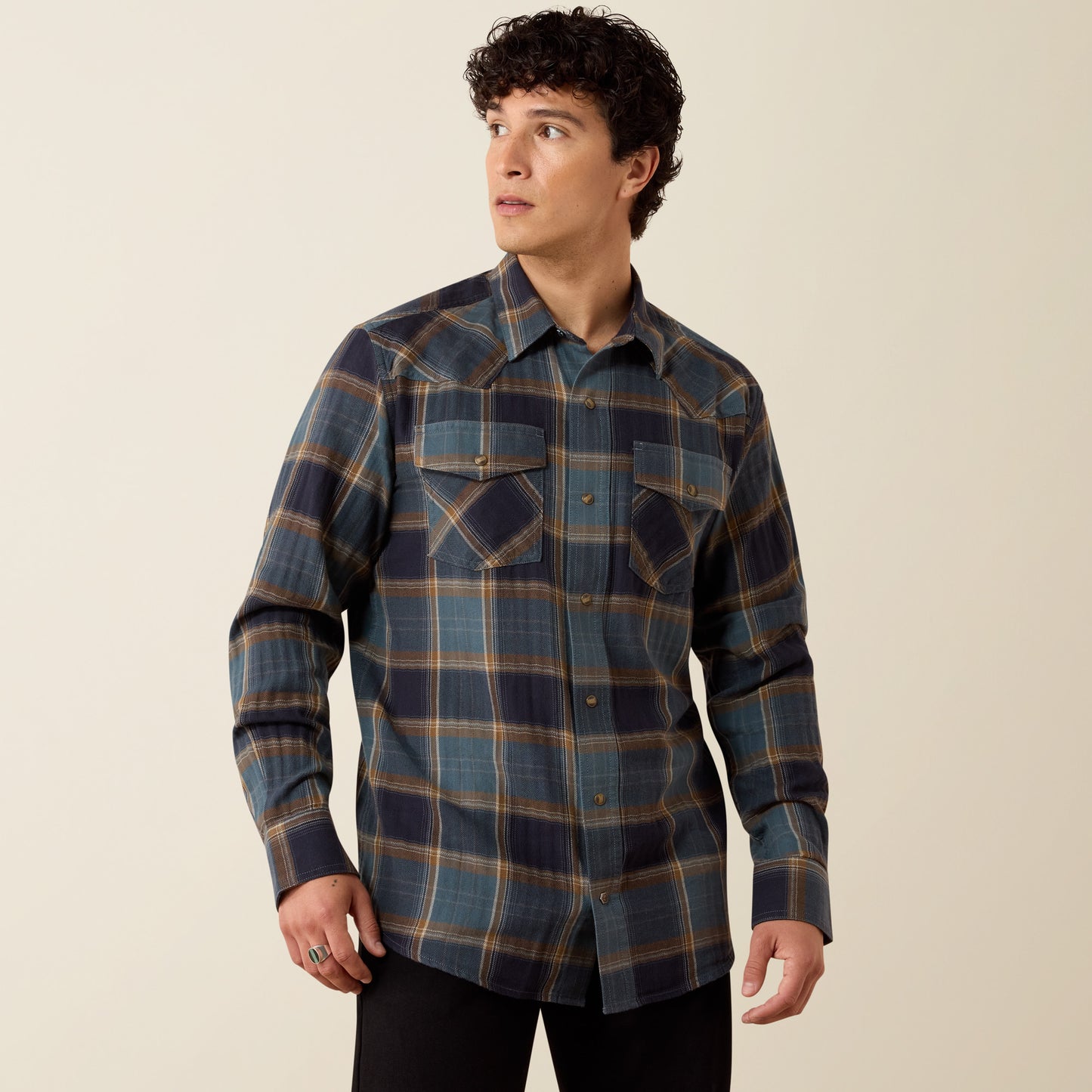 Ariat 10079341 Mens Retro Harbert Fitted Snap Shirt