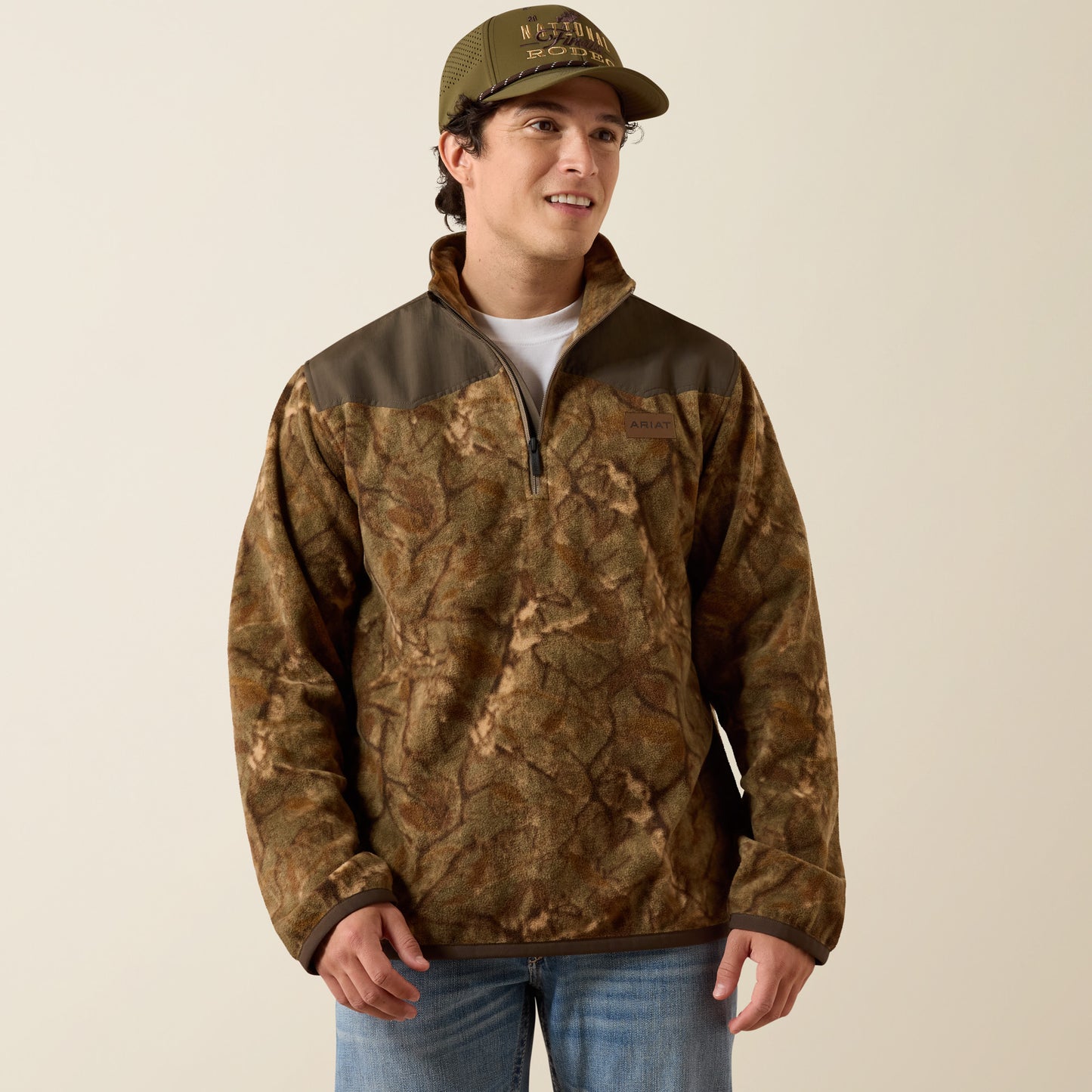 Ariat  10079434 Unisex Basis Fleece Pullover in Savannah Tan Camo