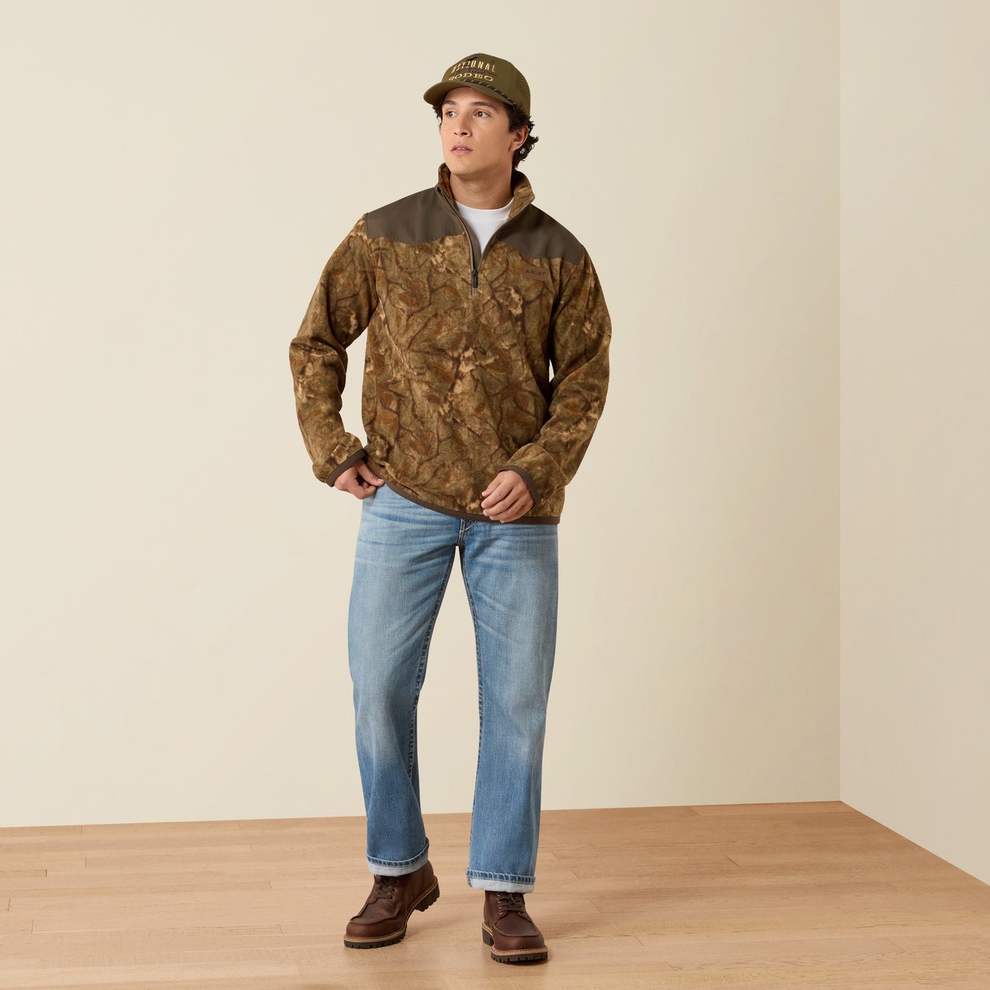 Ariat  10079434 Unisex Basis Fleece Pullover in Savannah Tan Camo