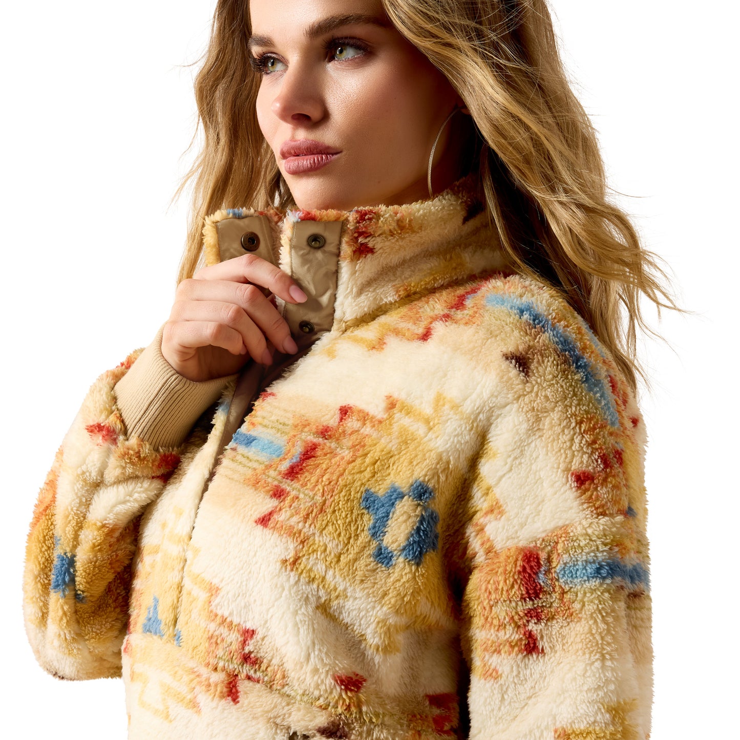 Ariat Ladies 10079471 Berber Snap Front Sweatshirt Somona Southwest Print