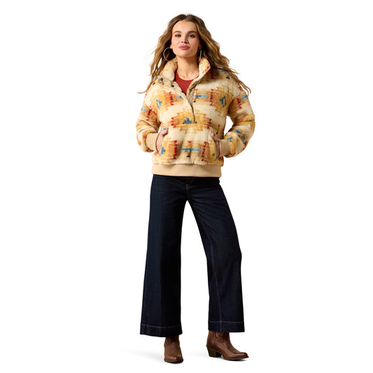 Ariat Ladies 10079471 Berber Snap Front Sweatshirt Somona Southwest Print