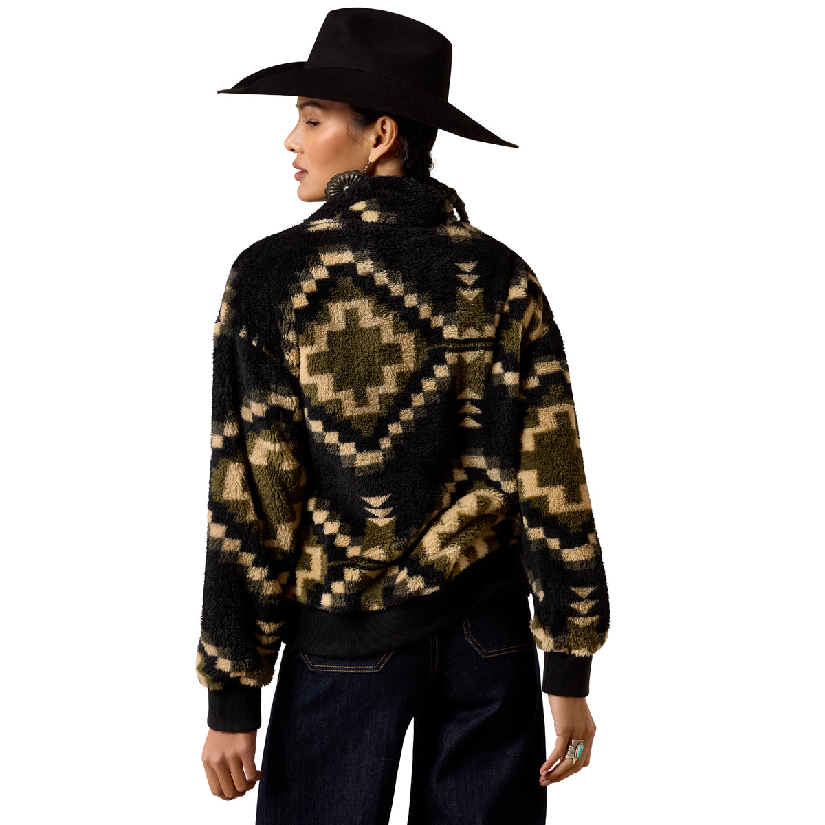 Ariat Ladies 10079622 Berber Snap Front Sweatshirt Gambit Southwest Print