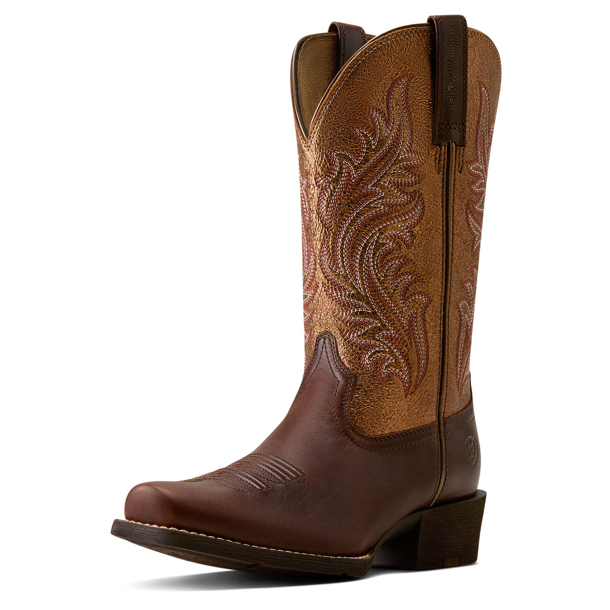 Ariat Ladies 10080406 Round Up Narrow Cutter Toe Western Boots in Espresso / Copper Ridge
