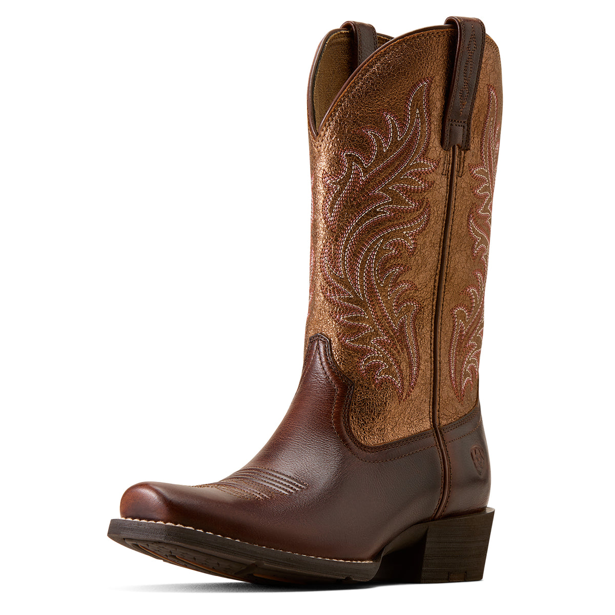 Ariat Ladies 10080406 Round Up Narrow Cutter Toe Western Boots in Espresso / Copper Ridge