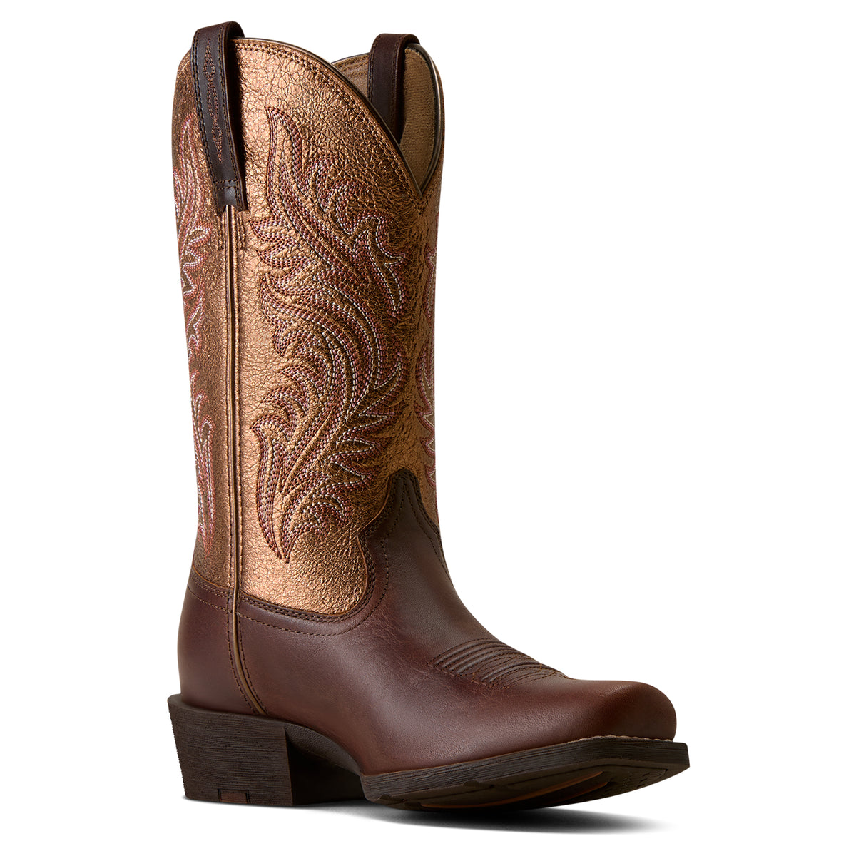 Ariat Ladies 10080406 Round Up Narrow Cutter Toe Western Boots in Espresso / Copper Ridge