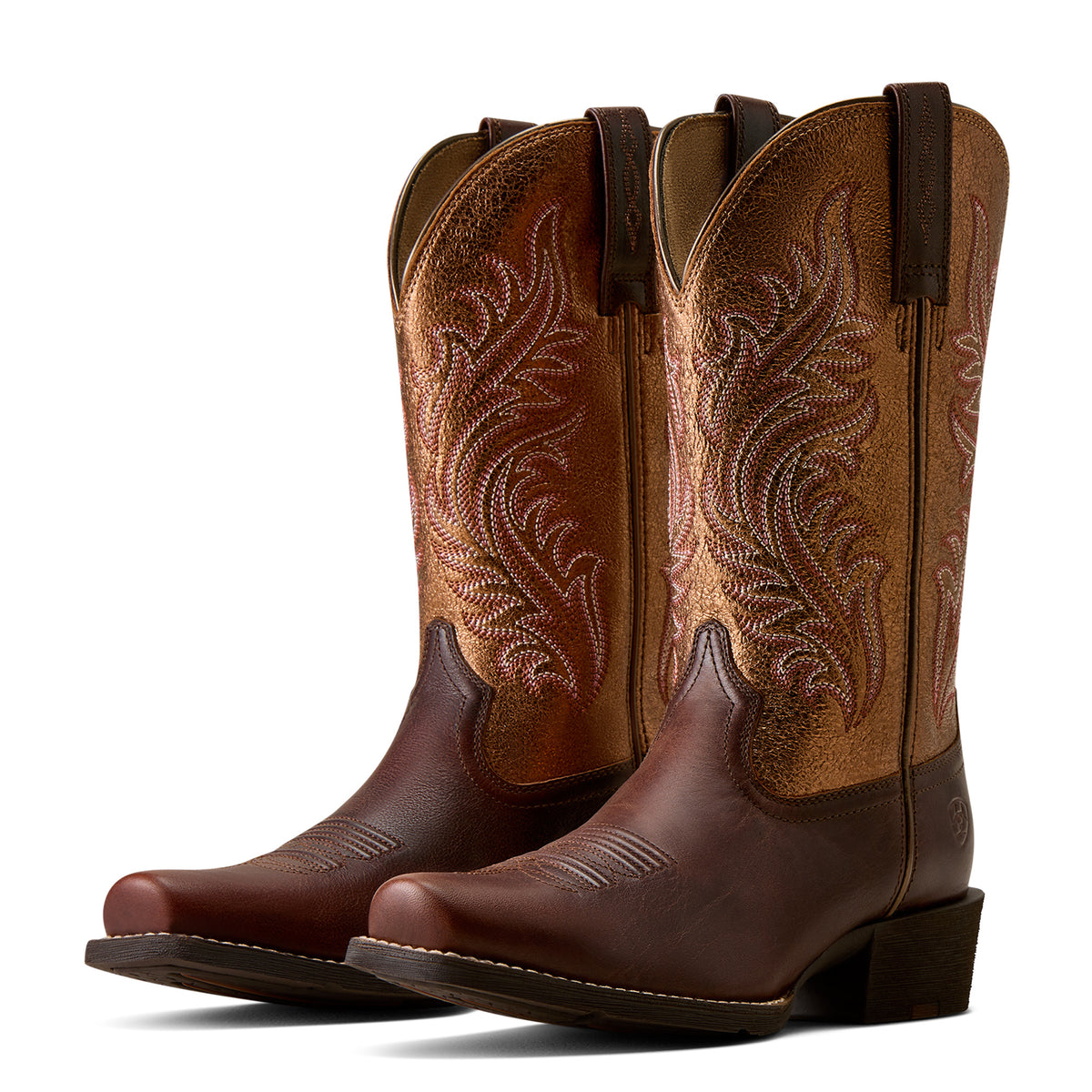 Ariat Ladies 10080406 Round Up Narrow Cutter Toe Western Boots in Espresso / Copper Ridge