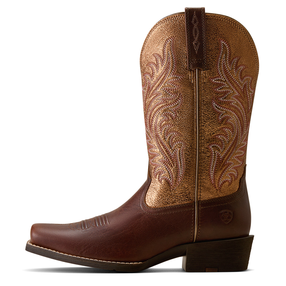 Ariat Ladies 10080406 Round Up Narrow Cutter Toe Western Boots in Espresso / Copper Ridge