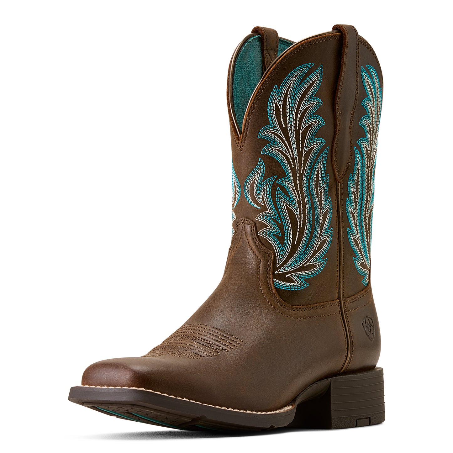 Ariat Ladies 10080408 Round Up Filly Wide Square Toe Western Boots in Dark Cacao