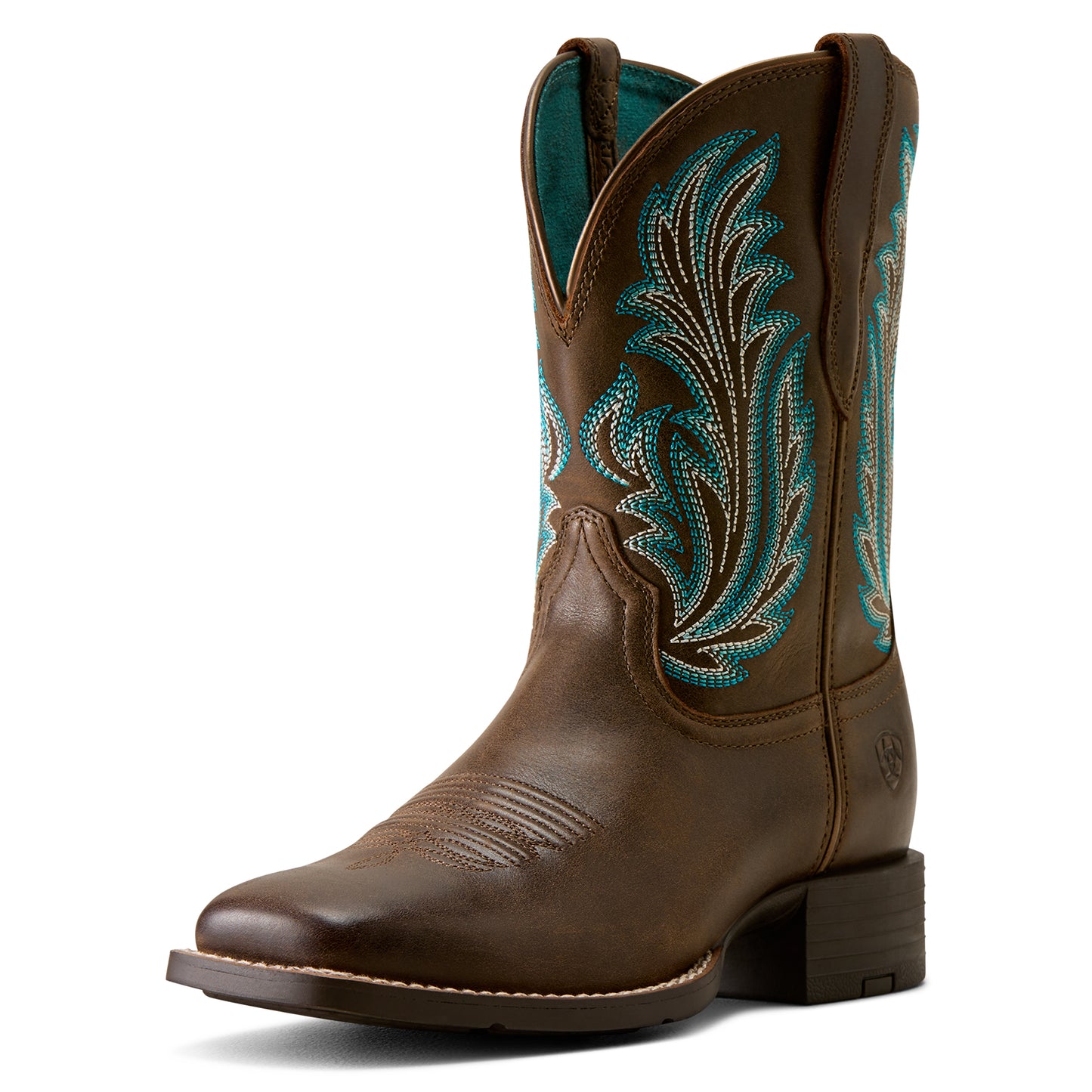 Ariat Ladies 10080408 Round Up Filly Wide Square Toe Western Boots in Dark Cacao