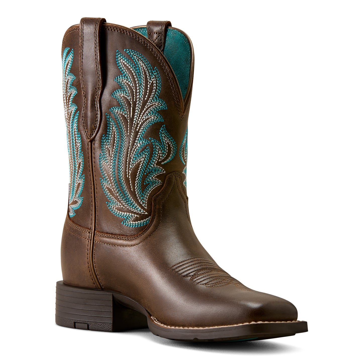 Ariat Ladies 10080408 Round Up Filly Wide Square Toe Western Boots in Dark Cacao