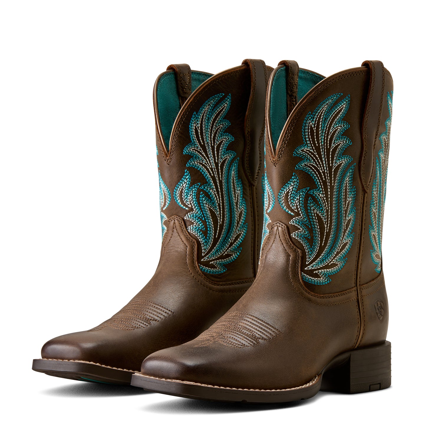 Ariat Ladies 10080408 Round Up Filly Wide Square Toe Western Boots in Dark Cacao