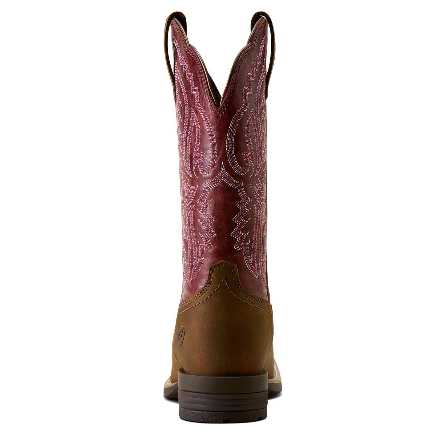 Ariat Ladies 10080426 Hybrid Ranchwork Wide Square Toe Western Boots in  Backwoods Brown & Berry Spice