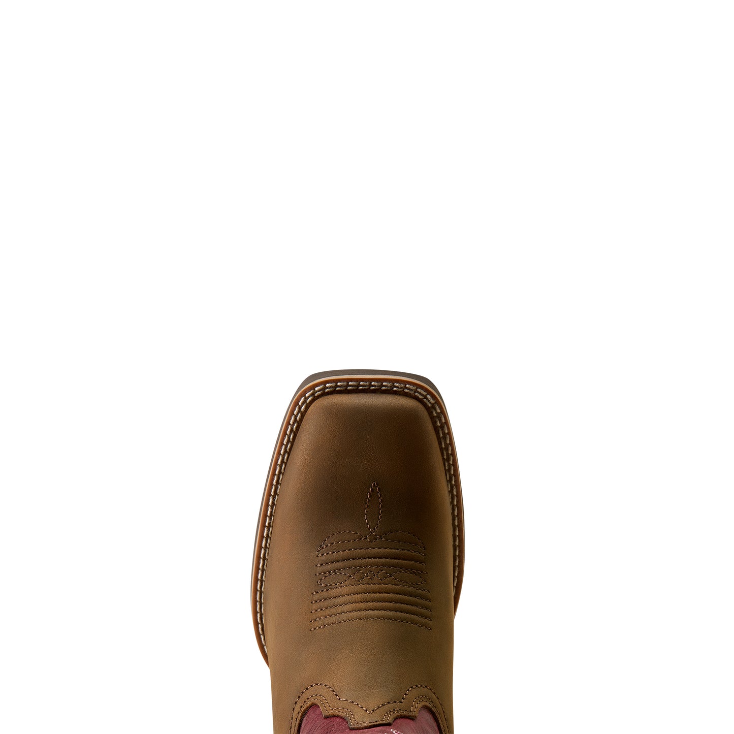 Ariat Ladies 10080426 Hybrid Ranchwork Wide Square Toe Western Boots in  Backwoods Brown & Berry Spice