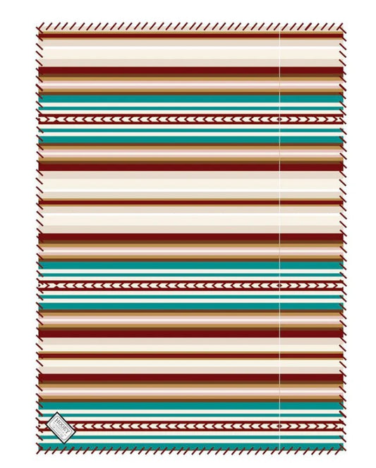 "Hooey Fleece Blanket" Red/White/Turquoise Serape FB013