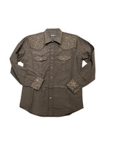 Load image into Gallery viewer, The American West - Barclay Mens Long Sleeved Embroidered in Brown Western Snap Shirt
