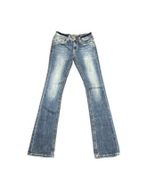 Load image into Gallery viewer, Grace Jeans Steer Head Colourful Embroidered Mid Rise Bootcut Jeans EB61891
