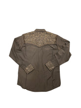 Load image into Gallery viewer, The American West - Barclay Mens Long Sleeved Embroidered in Brown Western Snap Shirt
