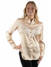 Load image into Gallery viewer, Scully HC922 Ladies Western Blouse with Fringe in Tan
