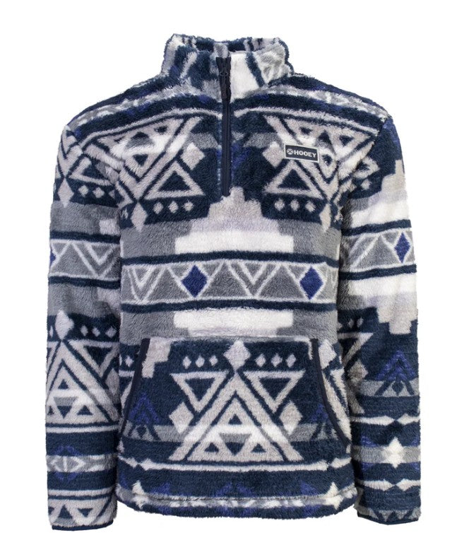 "Hooey Mens Fleece Pullover" Navy/Grey/Aztec FP009NV